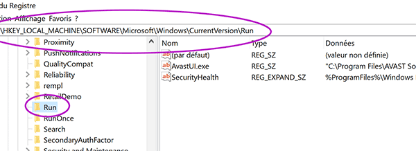 Clé du registre Windows pour lancement automatique de programmes au démarrage du PC