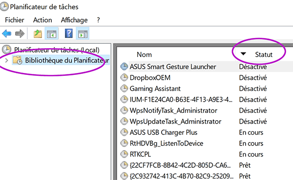 Afficher les tâches programmées actives sous Windows