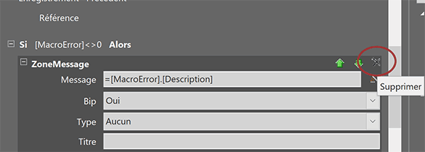 Supprimer une action de macro Access pour la remplacer