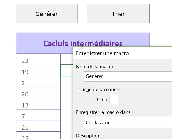 Enregistrer une macro Excel pour copier les valeurs des nombres aléatoires générés