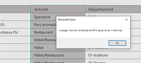 Calculer le nombre de lignes et de colonnes d-un nom de plage de cellules en VBA Excel