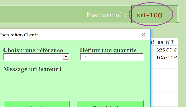 Incrémentation automatique VBA du numéro de facture Excel à chaque nouvelle commande