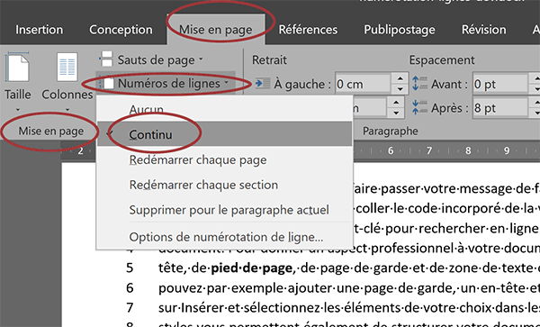 Numéroter automatiquement les lignes du document Word pour un travail collaboratif