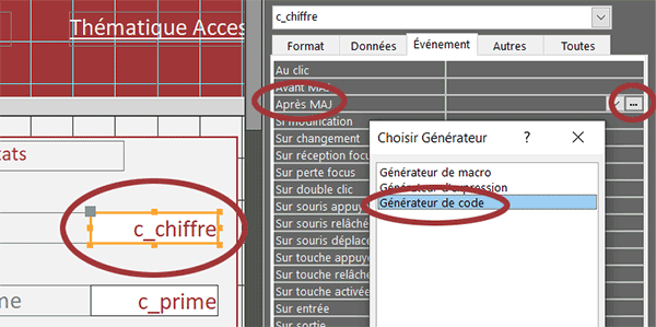 Déclencher un code VBA Access à validation de la saisie