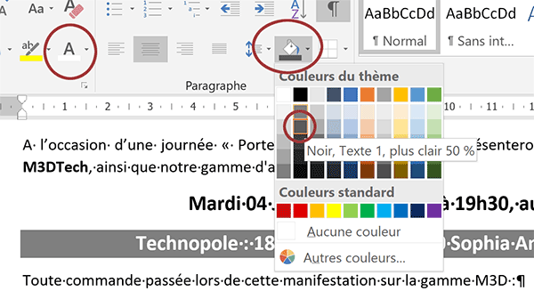 Appliquer une trame de fond au paragraphe Word pour faire ressortir le titre