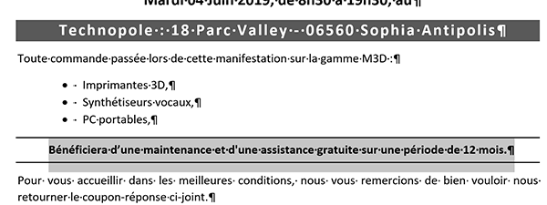 Mise en forme paragraphe Word avec bordures ajustées et trame de fond