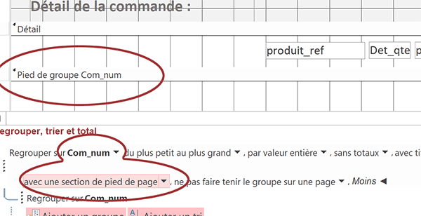 Afficher le pied de groupe des commandes dans état Access pour calculer les totaux TTC