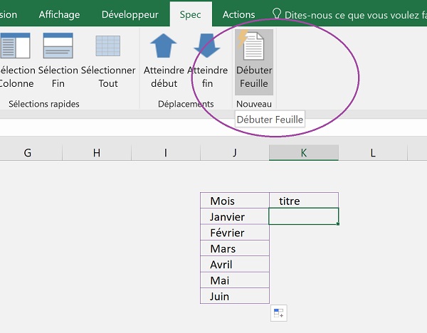 Bouton de macro Excel pour créer nouvelle feuille personnalisée automatiquement avec attributs de mise en forme prédéfinis