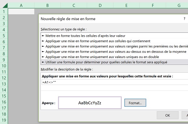 Mise en forme conditionnelle Excel pour tracer automatiquement des bordures par bouton de macro