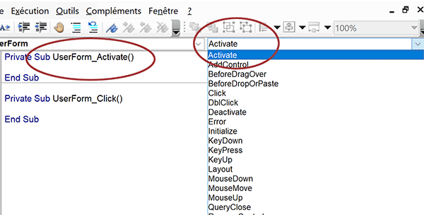 Evénement VBA Activate pour déclencher code sur ouverture du formulaire