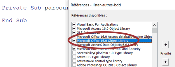 Référence VBA Access pour piloter les boîtes de dialogue Office standard