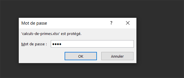 Accès au classeur Excel protégé par un mot de passe