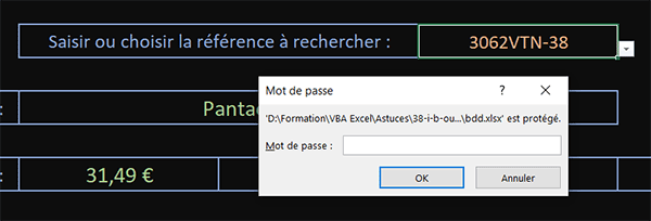 Extraction externe interdite car classeur Excel protégé par un mot de passe