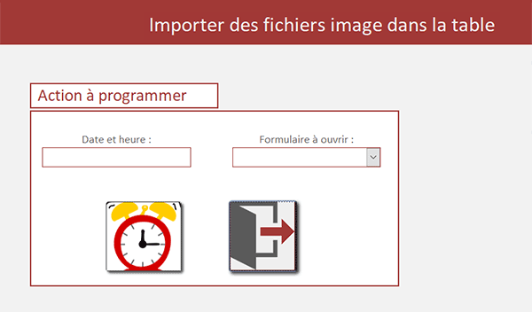 Formulaire Access pour programmer heure d-ouverture