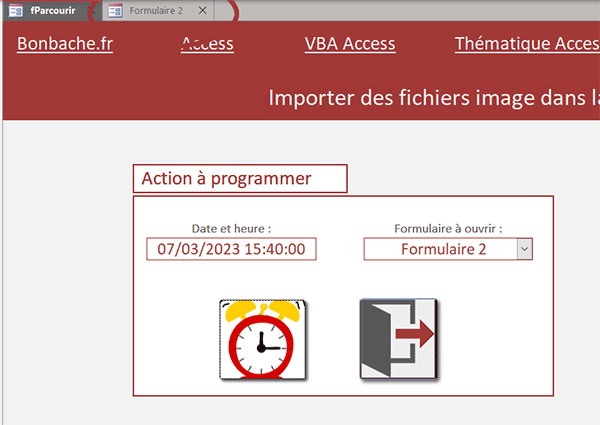 Programmer l-ouverture d-un formaulaire Access à une heure précise en VBA