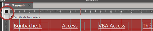 Sélectionner tout le formulaire Access en conception