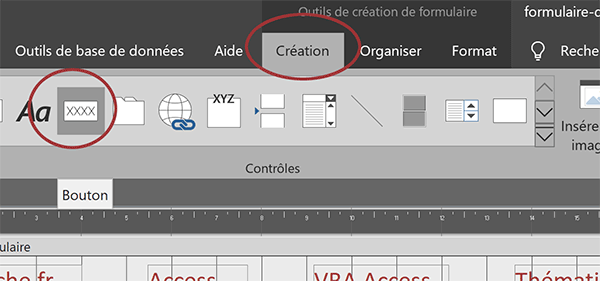 Ajouter un bouton sur un formulaire Access
