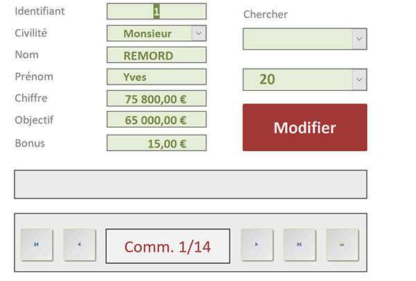 Barre de navigation personnalisée pour faire défiler tous les enregistrements du formulaire Access