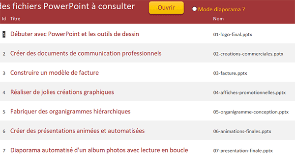 Formulaire Access pour ouvrir des présentations PowerPoint par le code VBA