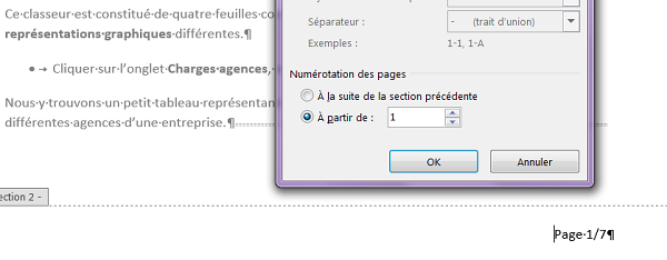 Débuter numérotation à partir du chiffre 1 ailleurs que sur la première page