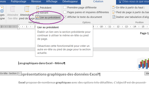 Détacher les entêtes de pages Word pour des entêtes différents