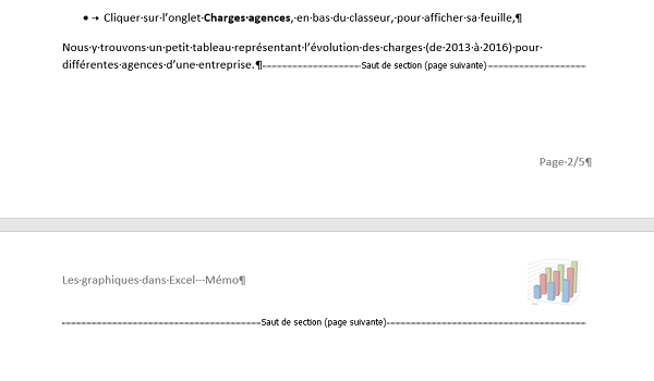 Saut de section page suivante pour modifier orientation de page Word