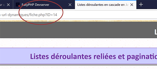 Appeler une page Web avec parametre indetifiant unique au clic sur un lien Html