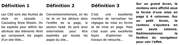 Article sous forme de journal écrits dans plusieurs colonne sur une page Web