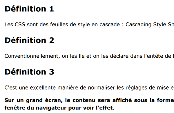 Paragraphes de textes Html alignés les uns en dessous des autres