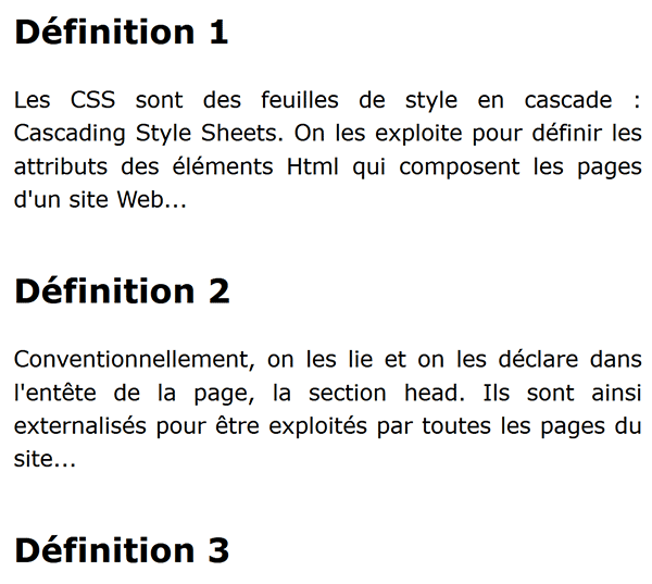 Blocs de textes en colonnes passés automatiquement en lignes pour version Smartphone avec page Web Responsive