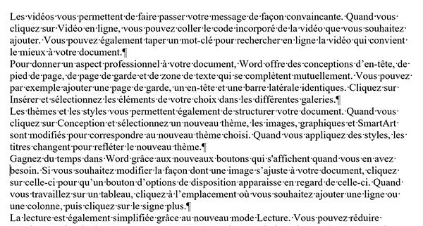 Document Word avec des blocs de paragraphes rapprochés à aérer