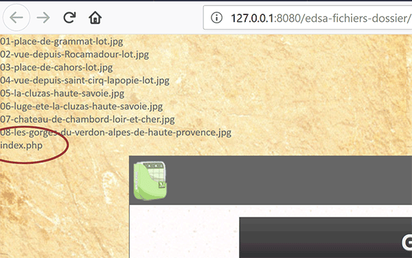Fichiers images non filtrés pour générer un diaporama Web dynamique