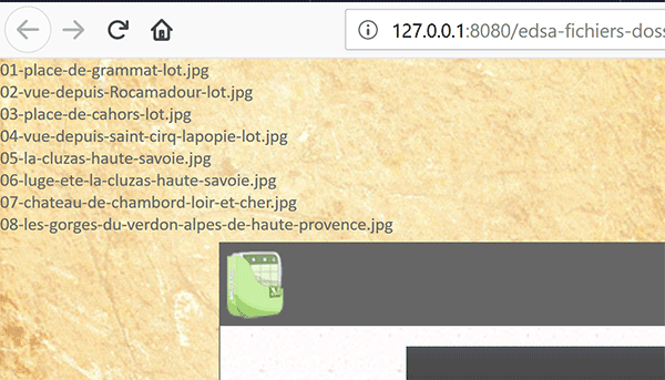 Récupérer les noms de fichiers contenus dans un dossier du serveur par le code Php