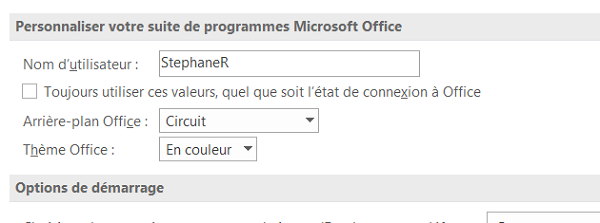 Personnaliser nom utilisateur pour collaboration partage Excel