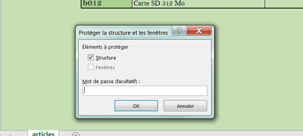 Protection structure classeur Excel pour partage