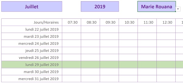 Planning automatique Excel des jours ouvrés et ouvrables travaillés