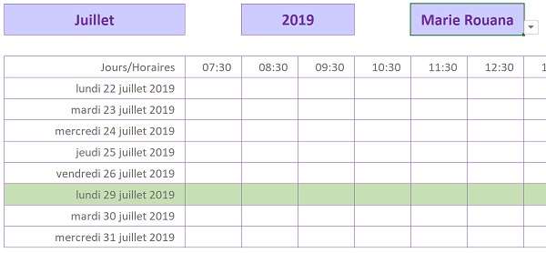 Planning automatique Excel des jours ouvrés et ouvrables travaillés