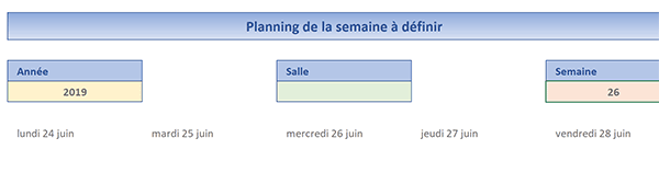 Construction automatique des dates hebdomadaires en fonction du choix du numéro de semaine avec Excel