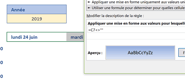 Appliquer dynamiquement un dégradé de couleurs aux titres du planning Excel