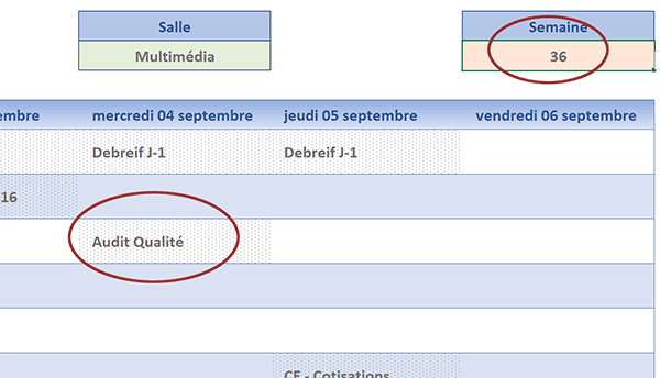 Réserver une salle de réunion pour une heure et un jour directement depuis le planning hebdomadaire Excel grâce au code VBA