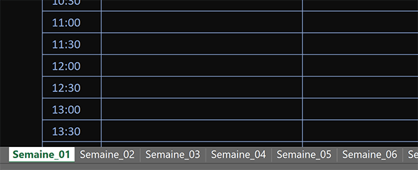 Construction automatique des plannings des semaines dans des feuilles indépendantes du classeur Excel