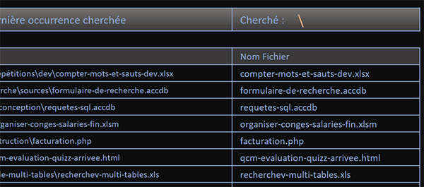 Extraire noms de fichiers des chemins accès par formule Excel