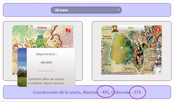 Application Web Javascript pour données chargées dynamiquement en fonction de la position de la souris