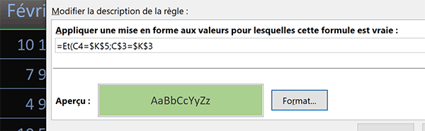 Mise en forme conditionnelle Excel pour faire ressortir en couleur la plus grande valeur dans le mois choisi