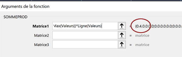 Position de la valeur maximale avec assistant fonction Excel SommeProd