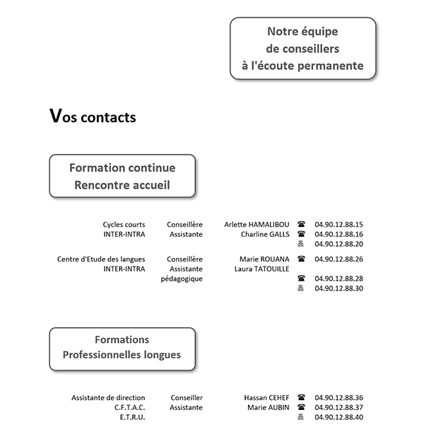 Modèle Word de présentation commerciale structurée en tableaux avec formes géométriques pour les titres