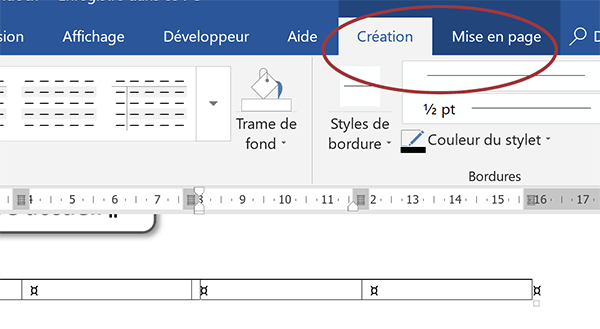 Rubans contextuels pour la mise en forme et la mise en page des tableaux dans Word