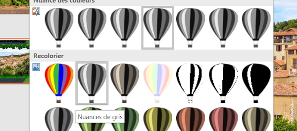 Colorier une image Powerpoint, corrections et réglages sur les photos