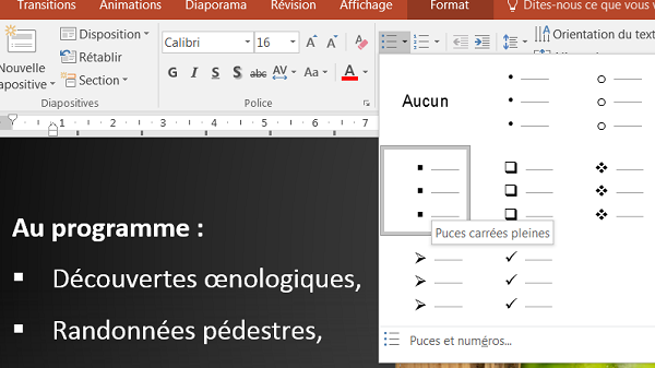 Interlignes, mise en forme paragraphes présentation Powerpoint