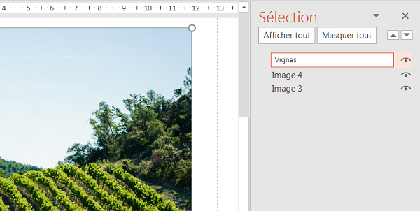 Objets du volet Sélection Powerpoint comme calques Photoshop